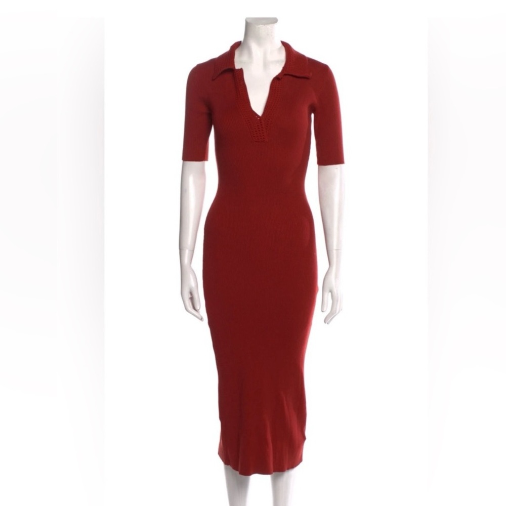 NWT Revolve Caroline Constas Ribbed Collared Midi Dress